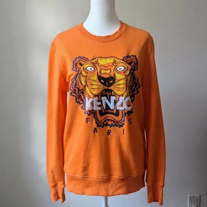 Áo tay dài Kenzo sweatshirt màu cam thêu đầu hổ 719704