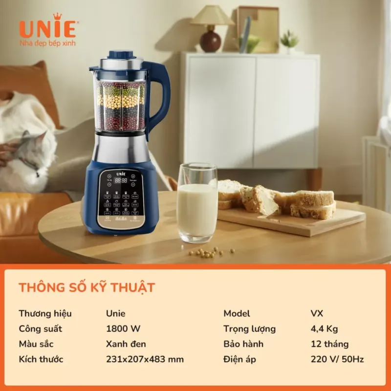 🥛⚡ MÁY LÀM SỮA HẠT UNIE VX – 1.75L | 14 CHỨC NĂNG | CHỐNG TRÀO TỐI ĐA 727486
