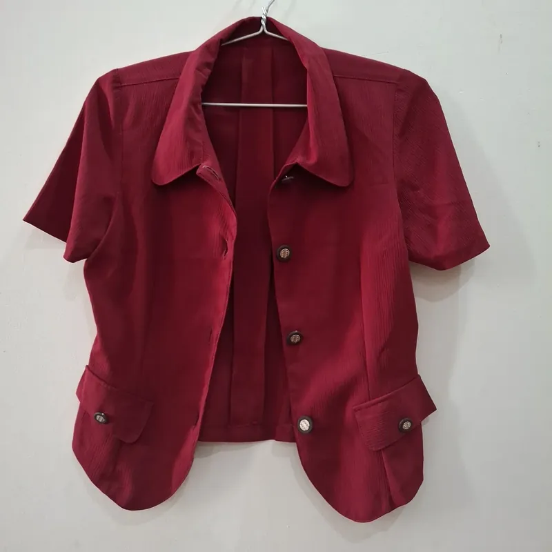 Áo kiểu ngắn tay, túi giả có thể mặc khoác ngoài  604739