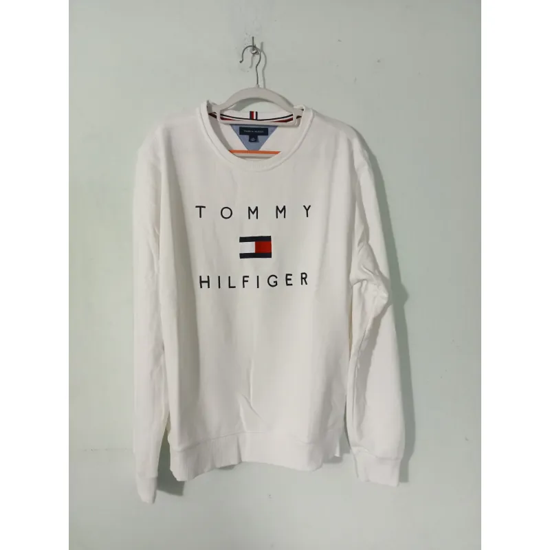 Áo sweatshirt Tommy Hilfiger trắng thêu logo 719776