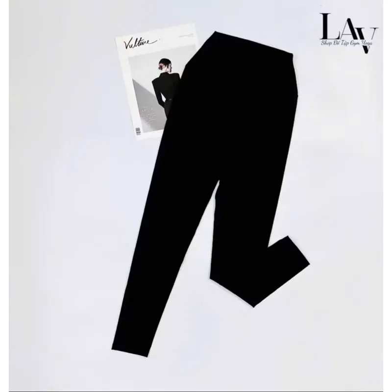 Quần tập yoga, gym legging nữ chất thun lạnh lulu mềm mịn co giãn, Size S Màu đen 596625