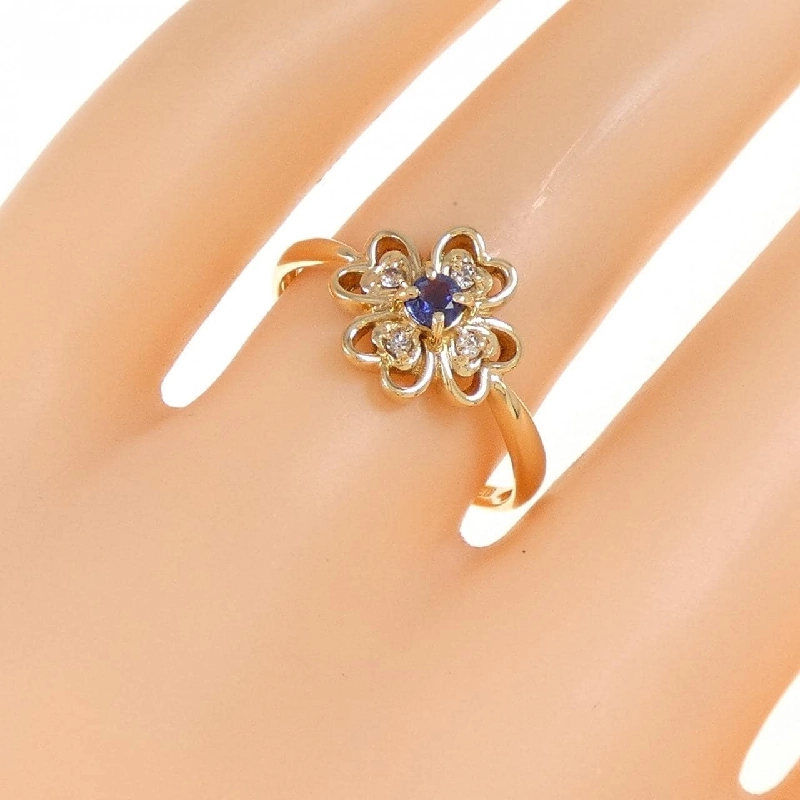 Nhẫn Sapphire Hình Tim × Hoa K18YG 0.14CT - Hàng hiệu Chính hãng 853188