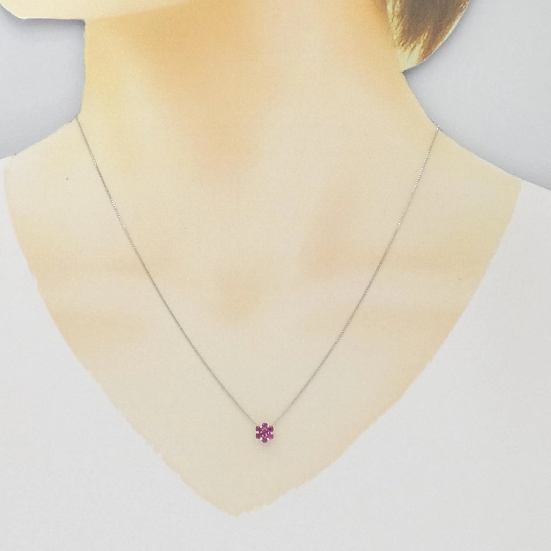 K18WG Hoa Hồng Ruby Dây Chuyền 0.20CT - Hàng hiệu Chính hãng 859259