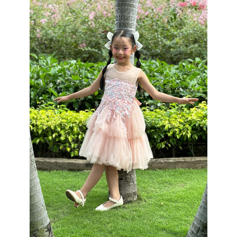 Đầm Hồng ren dễ thương cho bé 522601