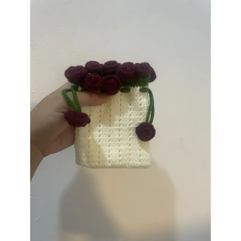 Túi rút len Handmade - hoa hồng đỏ 796323