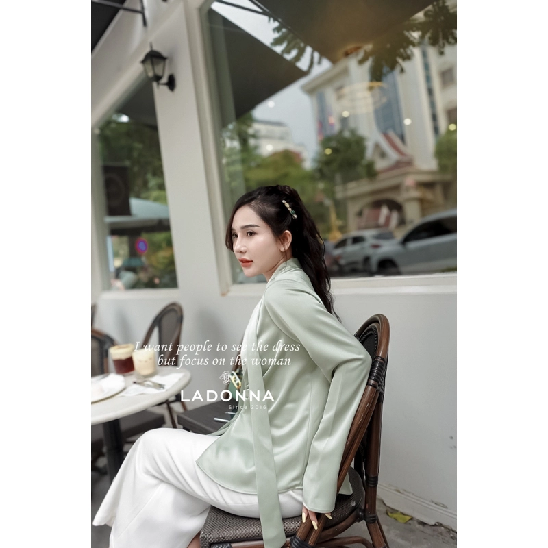 [New] Sơ mi lụa La Donna Design áo sơ mi tiểu thư sang chảnh Trắng 369263