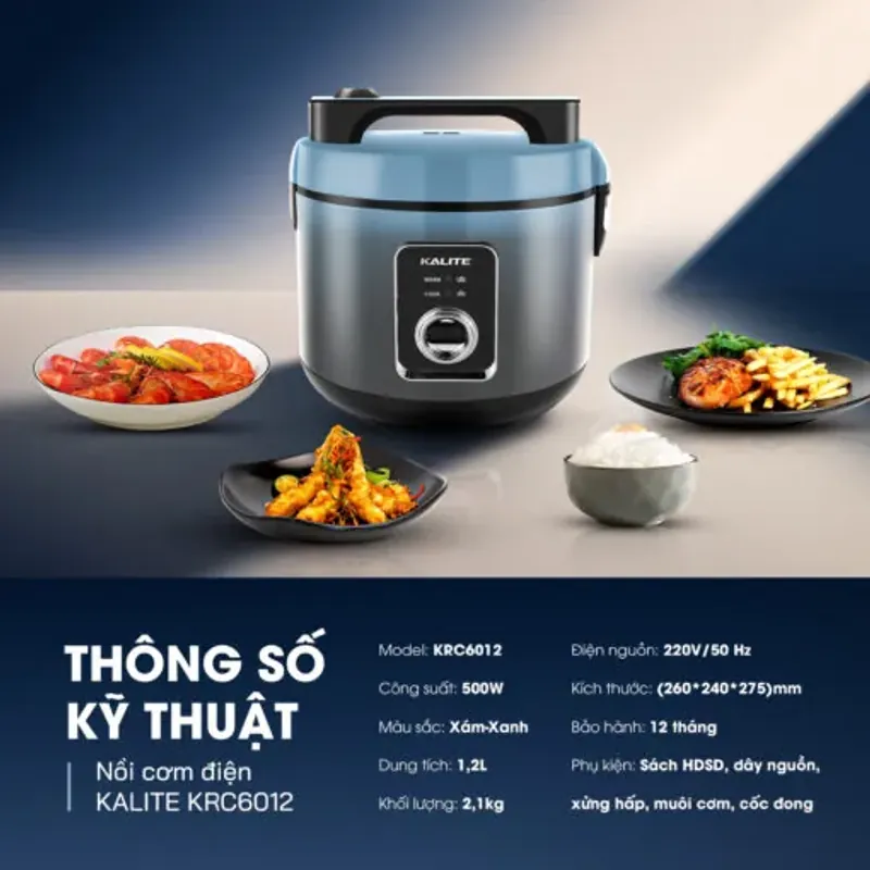 Nồi cơm điện Kalite KRC6012 chính hãng chống dính Ceramic cao cấp, mới 100% 572890
