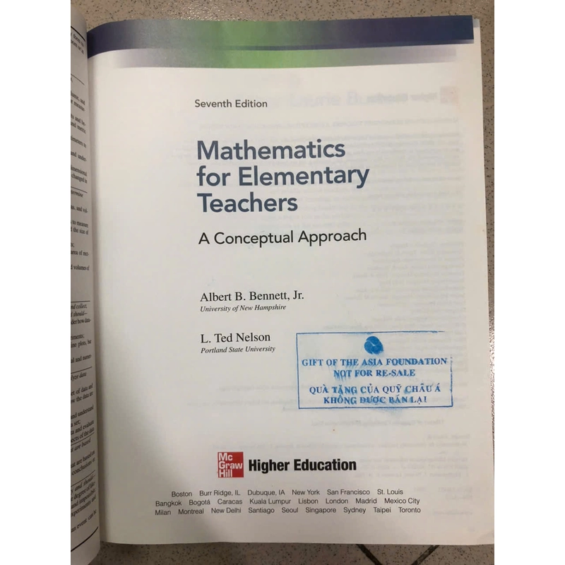 MATHEMATICS FOR ELEMENTARY TEACHERS - Bennett Nelson 455781