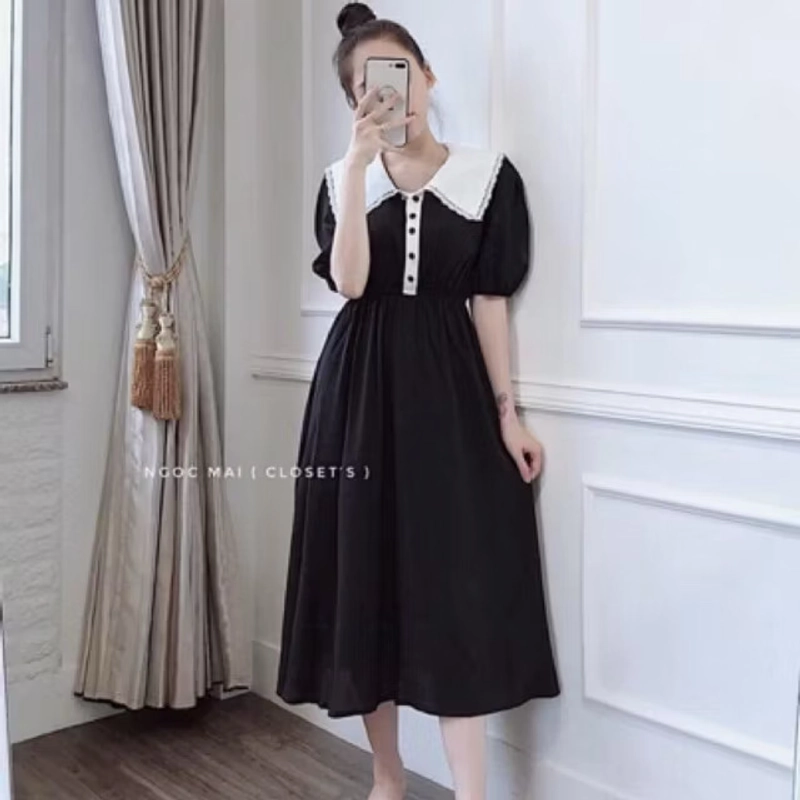 Váy maxi chun eo cổ bèo 444518