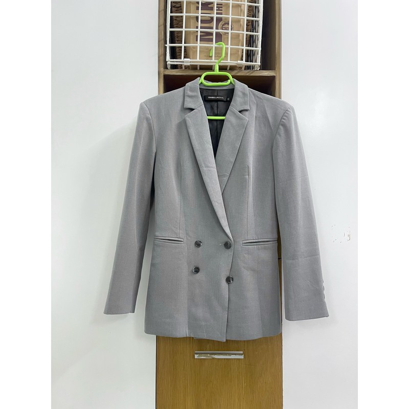 Áo blazer màu xám 2 lớp dày dặn đứng form chất vài mềm, form menwear size S/M 154271