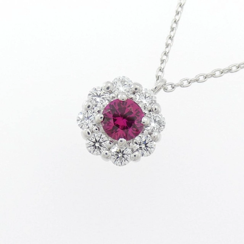 Dây chuyền ruby hoa K18WG 0.341CT - Hàng hiệu Authentic 856732