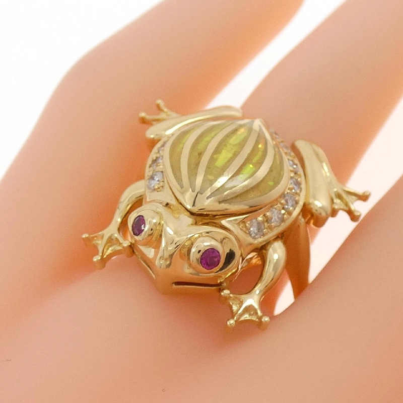 Nhẫn đá màu ếch K18YG/K18WG 666755