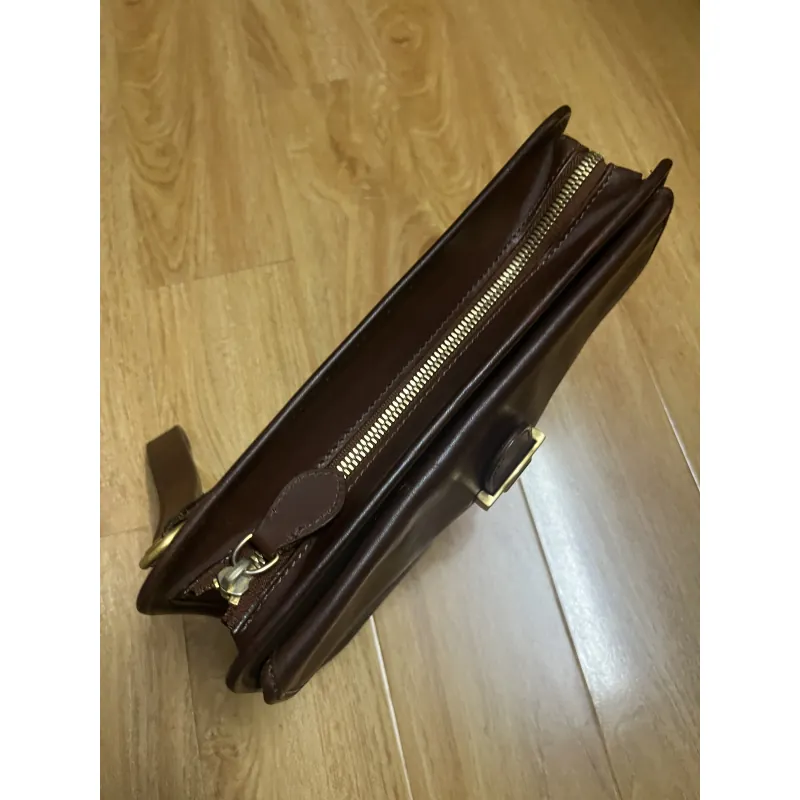 Clutch nam hiệu da thật phối canvas 2hand 1002006