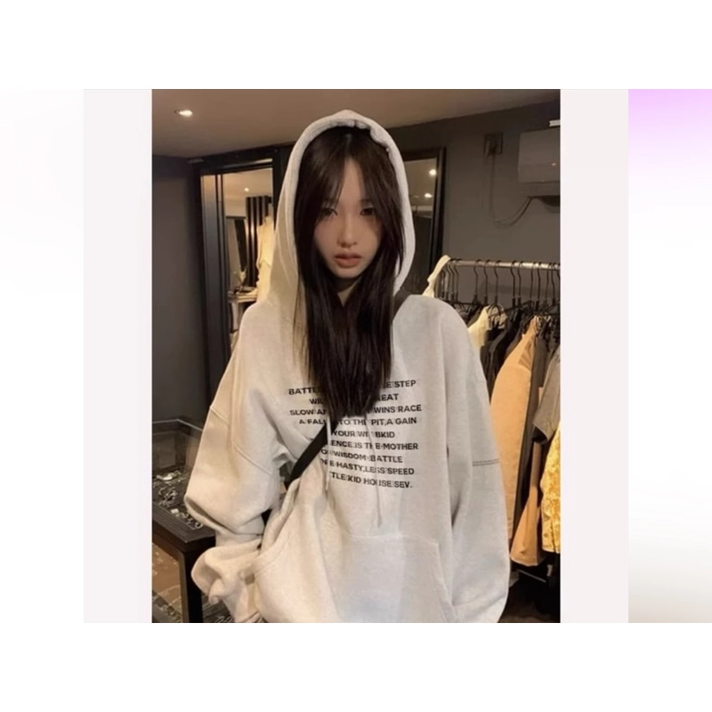 Áo hoodie nỉ ấm mịn mauf xám be in thêu chữ phong cách trẻ r trung 504958