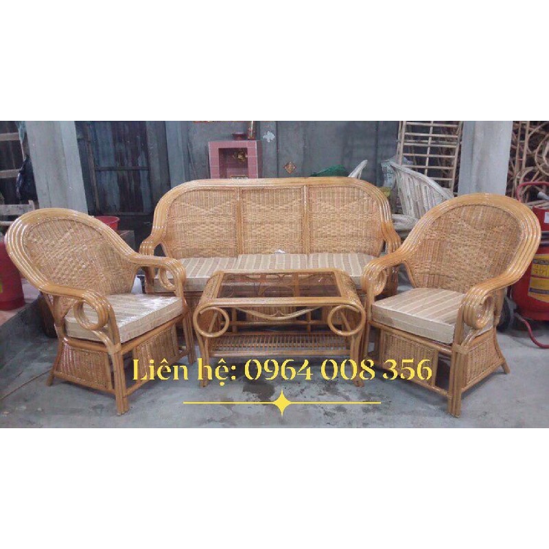 Sofa mây tre đan truyền thống cho phòng khách gia đình 60490