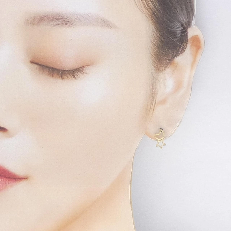 K18YG Mặt trăng × Ngôi sao Bông tai - Hàng hiệu Chính hãng 871992