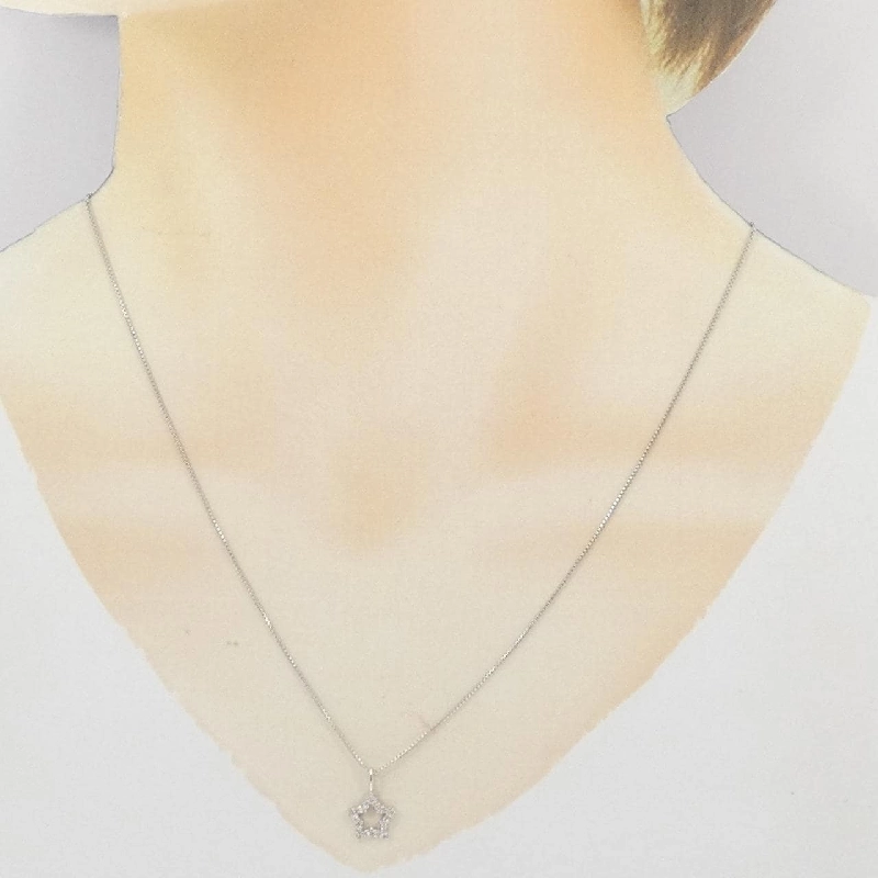 K18WG Ngôi sao Kim cương Dây chuyền 0.10CT - Hàng hiệu Chính hãng 859533