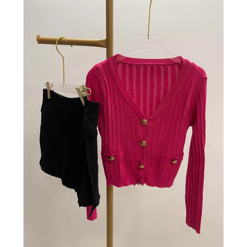 Áo cardigan dệt kim nút vàng QCCC 520897