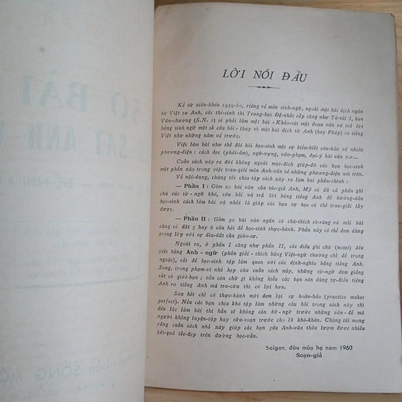 50 Bài Khảo Sát Anh Văn (Đệ Tứ Ban Anh - Đệ Nhị Sinh Ngữ II) - Sống Mới Xuất Bản 1960 509566