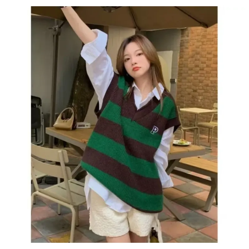 ÁO DỆT KIM SÁT NÁCH DÁNG RỘNG - ÁO GILE - FREESIZE 753608