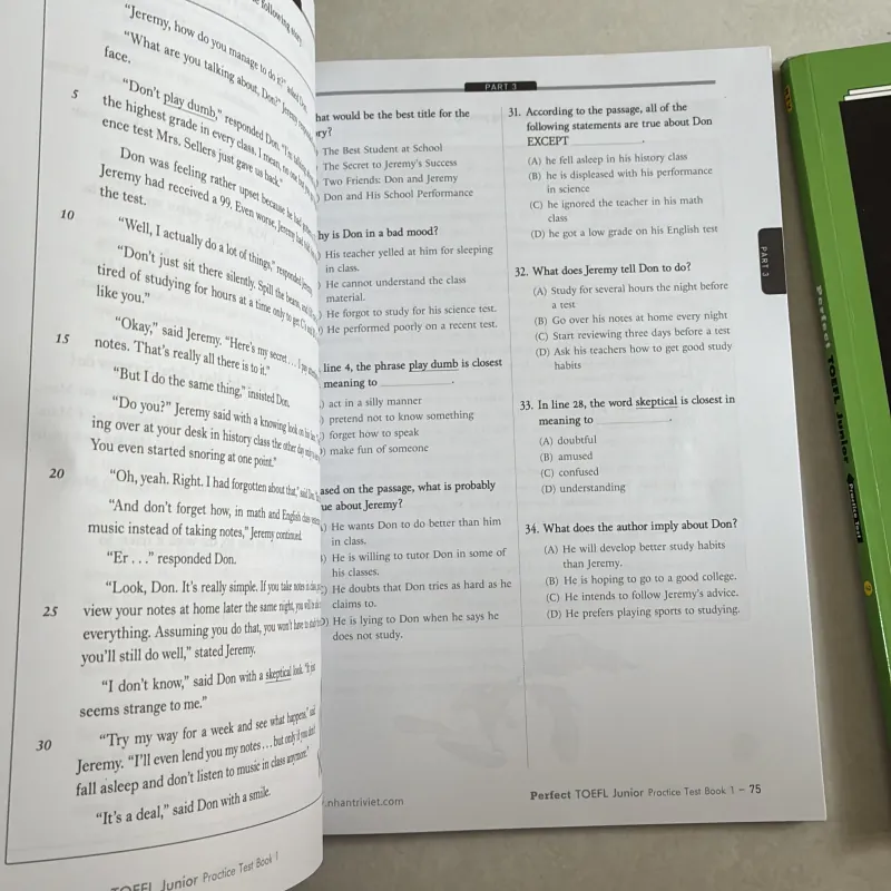 Perfect TOEFL Junior: Practice Test Book 1 + 2 (Có CD) 790118