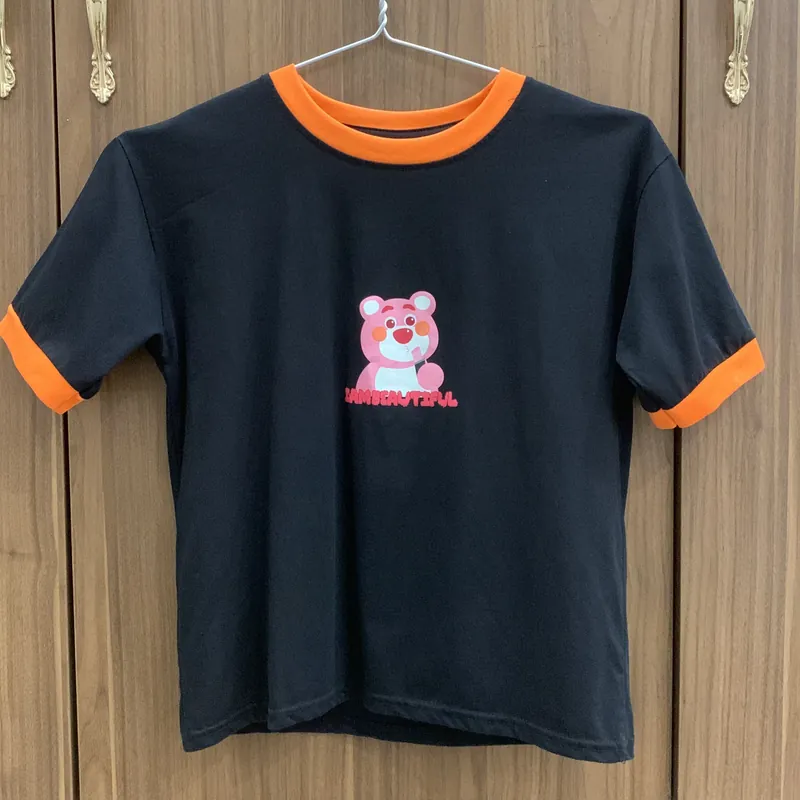 Áo phông đen viền cam 597198