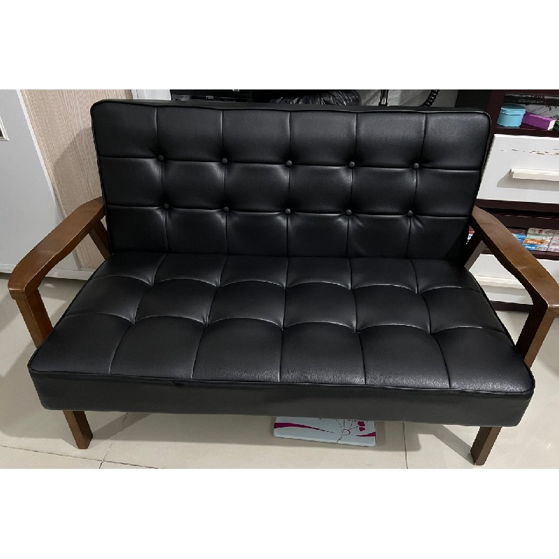 Ghế Sofa phong cách retro khung gỗ màu đen - dài 1m15. 58231