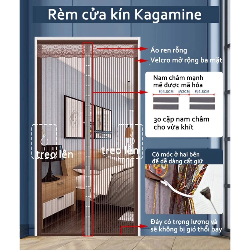 Rèm chống muỗi cửa ra vào (130cm x 220cm) 529954