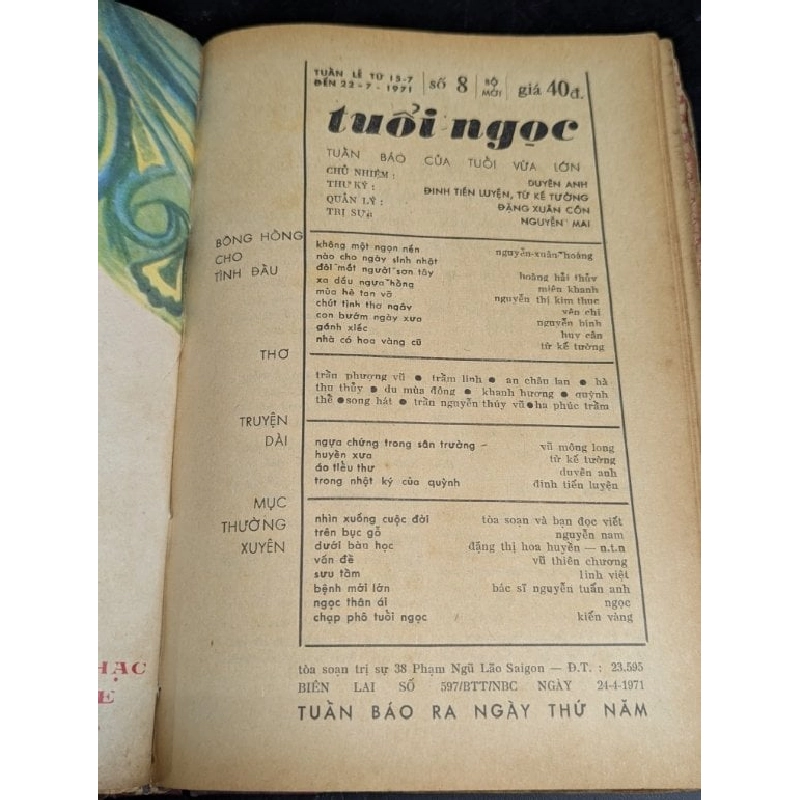 Tuổi ngọc tuần báo của tuổi vừa lớn - Chủ nhiệm Duyên Anh 780199