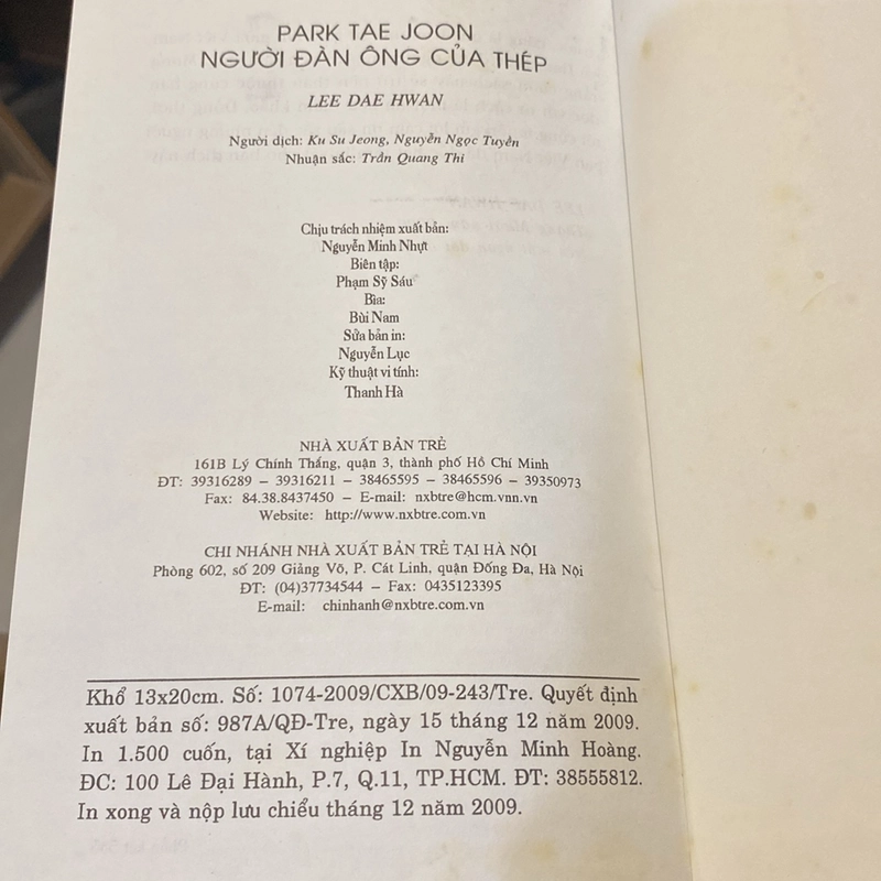 PARK TAE JOON - NGƯỜI ĐÀN ÔNG CỦA THÉP, BẢN BÌA CỨNG (XB 2009) 499792