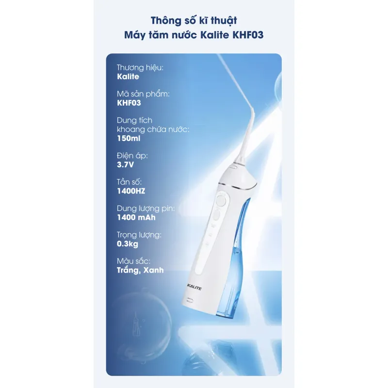 Máy tăm nước Kalite KHF03 làm sạch răng đánh bay mảng bám 792906