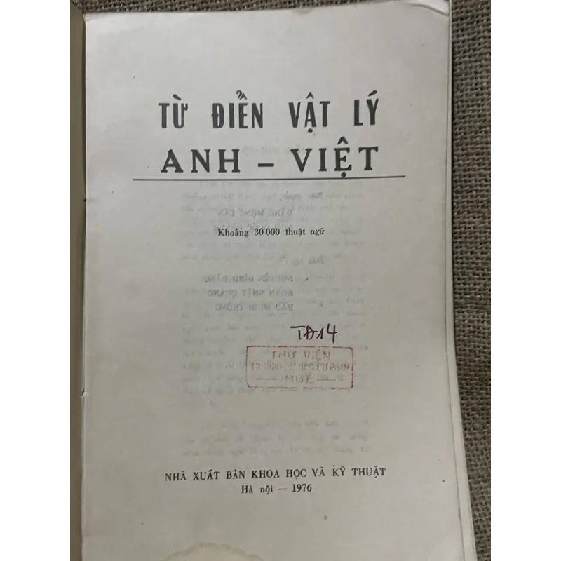 Từ điển vật lý Anh Việt - khổ lớn - 1976  961592