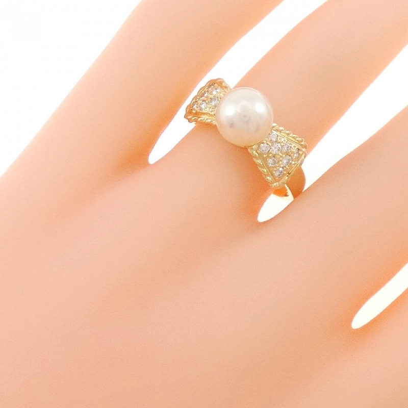 Nhẫn ngọc trai Akoya K18YG hình ruy băng 7.2mm 668831