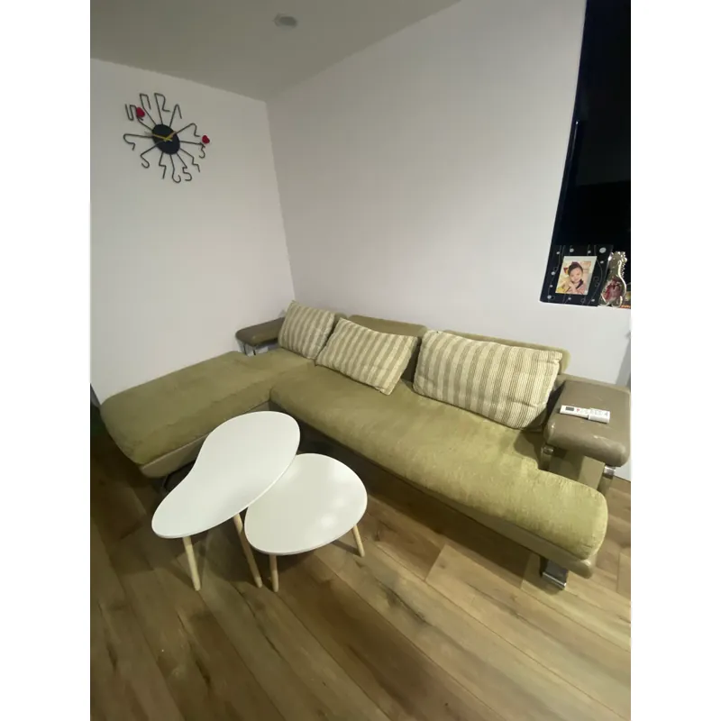 Sofa góc bọc nỉ phối da , khung inox 559383