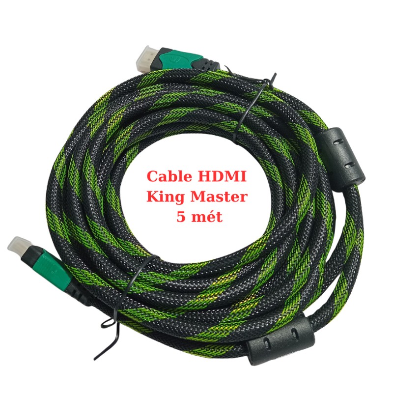 Dây Cable HDMI King Master chuẩn V1.4 dài 5 mét vỏ bọc lưới xanh đen 185867