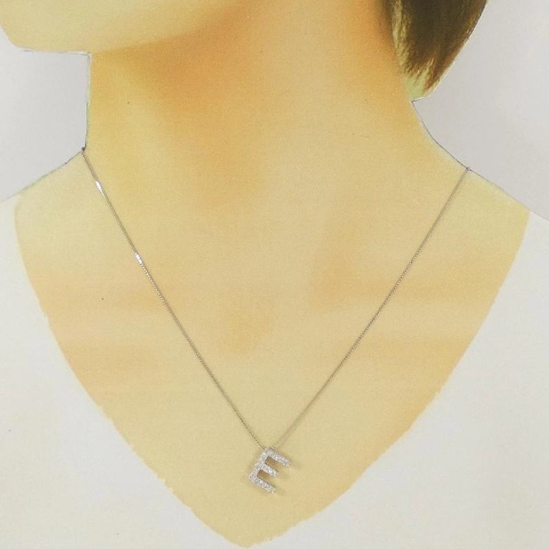 K18WG Chữ cái E Dây chuyền kim cương 0.94CT - Hàng hiệu Chính hãng 859770