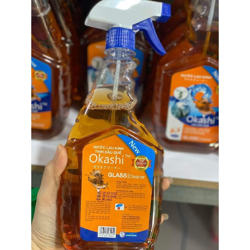 Nước lau kính siêu sạch an toàn Okashi 600ml Hương Quế 🥰 26375