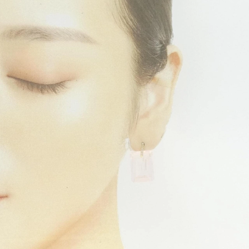 K18YG Bông tai đá hồng - Hàng hiệu Authentic 873192