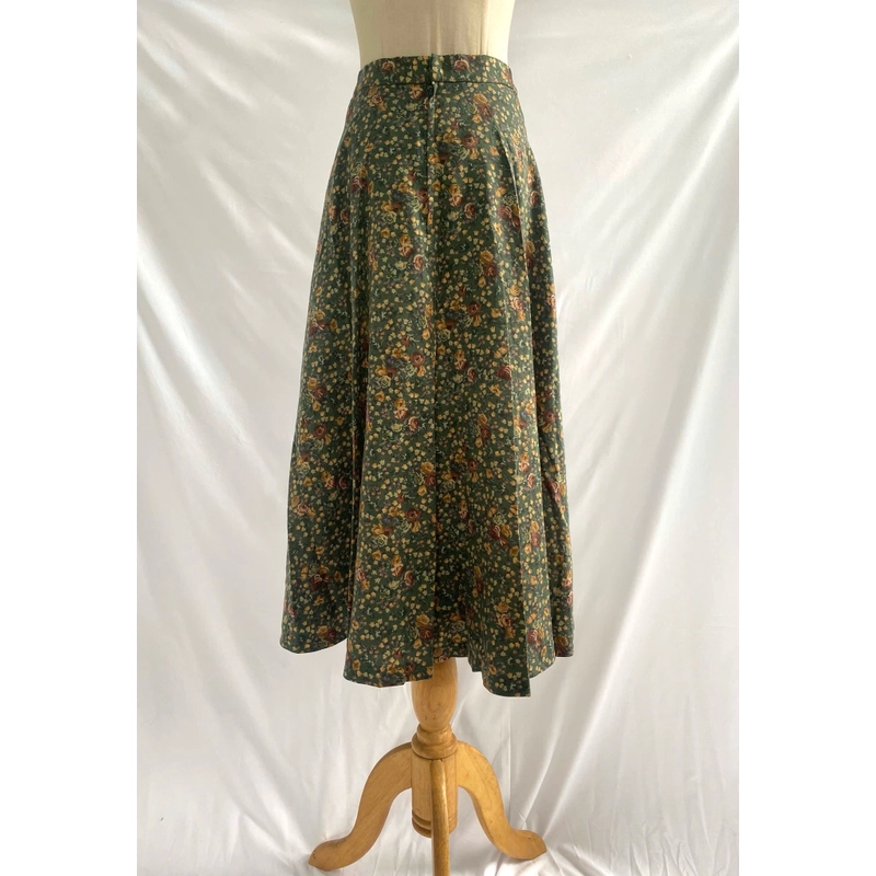 🌻CHÂN VÁY HOA NHÍ VINTAGE XANH LÁ – Eo 66cm, Size S – Like New Nhật tuyển 452772