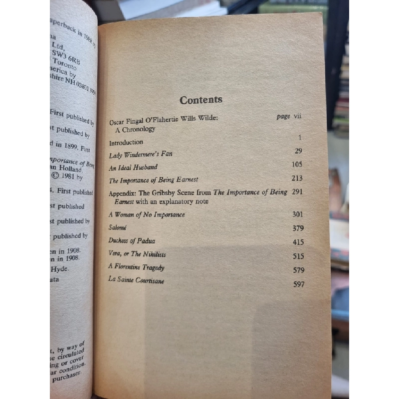 WILDE : The Complete Plays - Introduced by H. Montgomery Hyde 449987