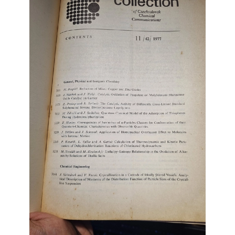 COLLECTION OF CZECHOSLOVAK CHEMICAL COMMUNICATIONS : Volume 42 (11 November 1977) 198583