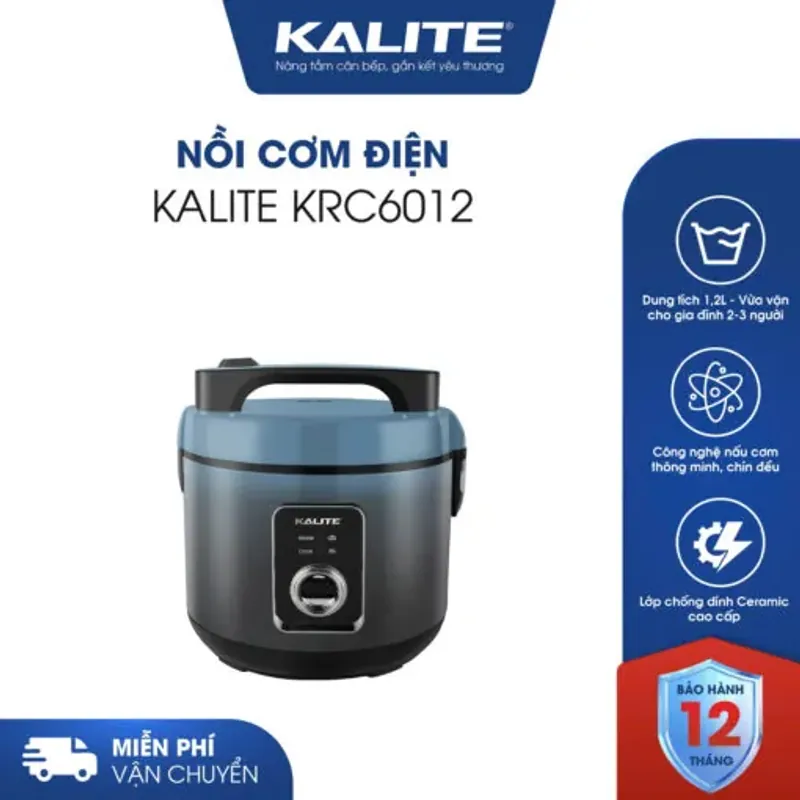 Nồi cơm điện Kalite KRC6012 chính hãng chống dính Ceramic cao cấp, mới 100% 572890