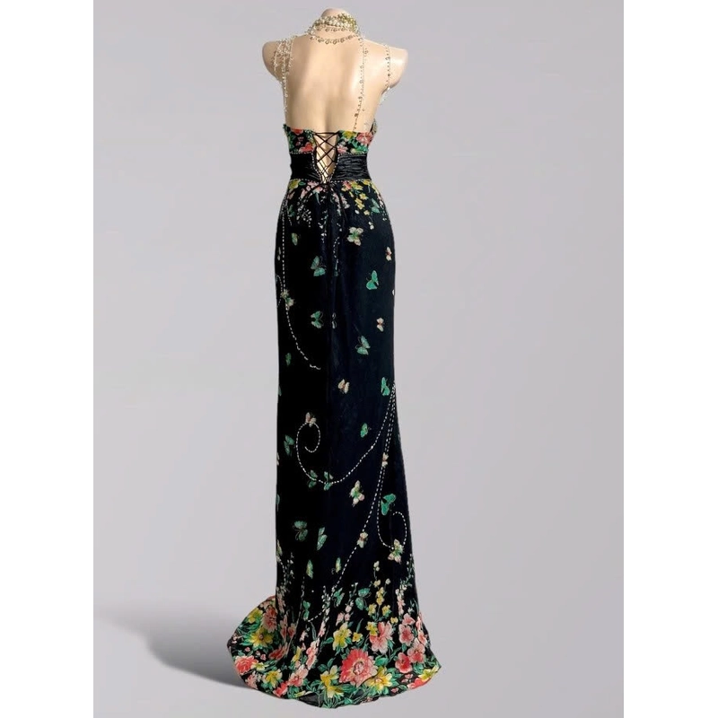 Váy quây đen dáng dài xẻ đùi hãng nhật chuẩn vintage 509522