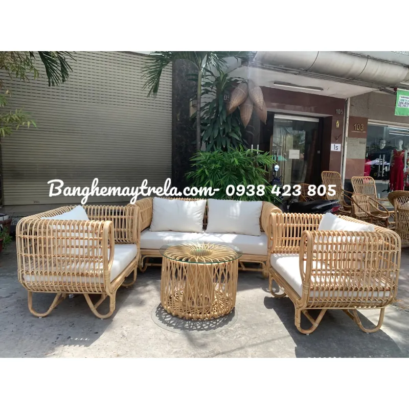 Sofa mây tổ yến phòng khách hiện đại 589205