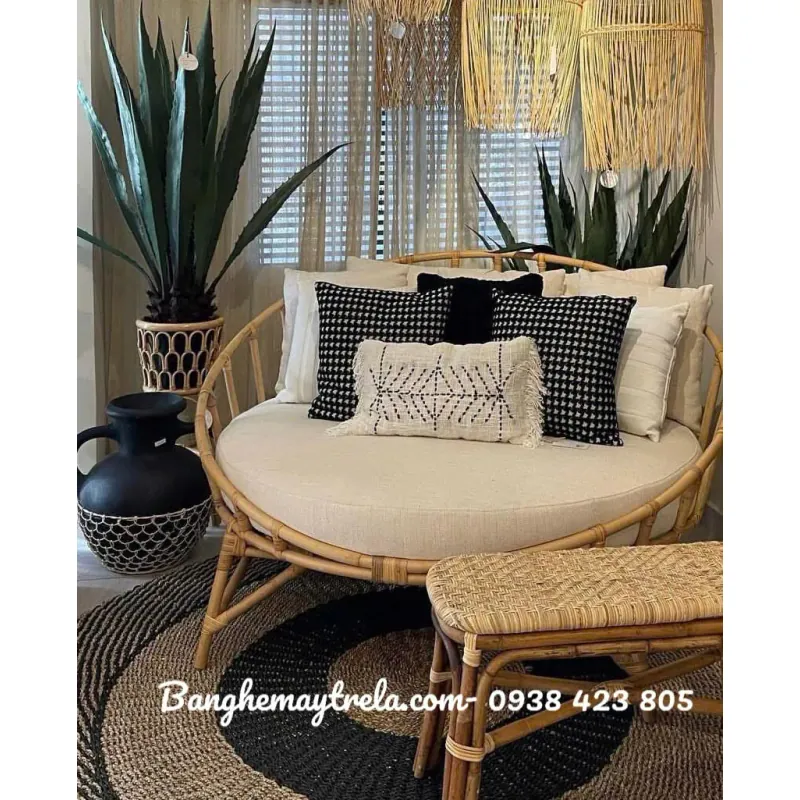 Giường thư giãn mây tự nhiên dáng tròn 712399