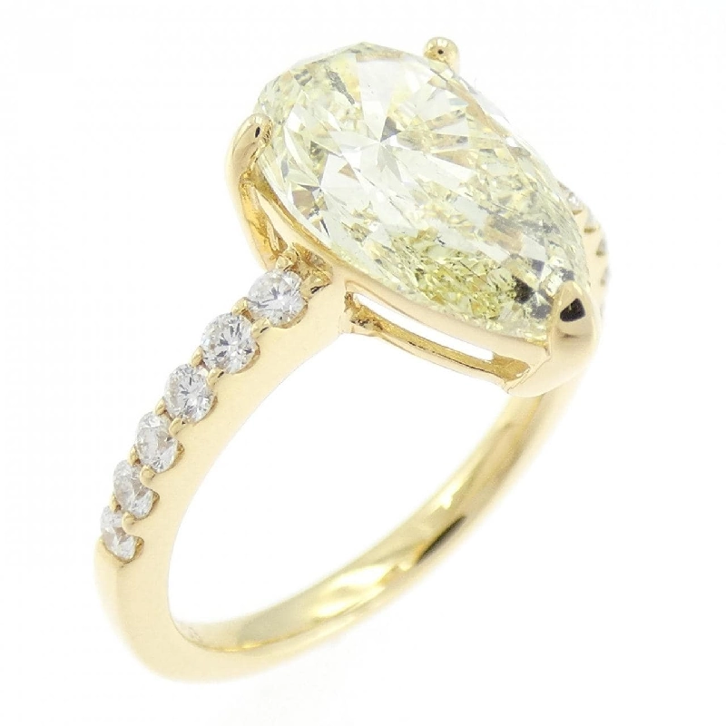 Nhẫn kim cương K18YG 3.003CT LY SI2 hình giọt nước - Hàng hiệu Authentic 872887