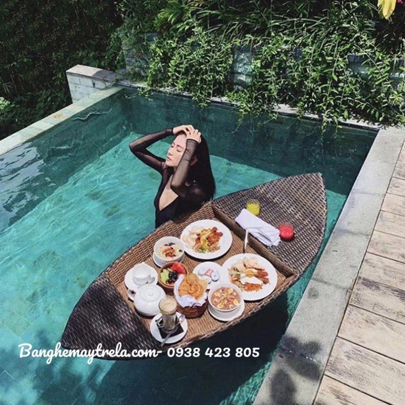 Khay nổi đồ ăn mây nhựa bể bơi 443934