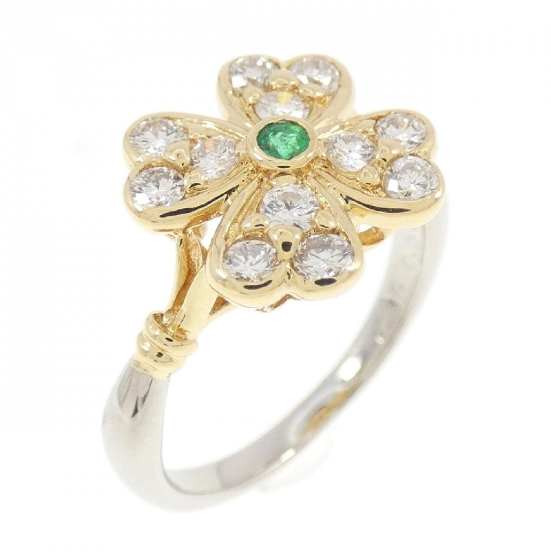 Nhẫn hoa ngọc lục bảo 750YG/PT900 0.04CT - Hàng hiệu Authentic 855042