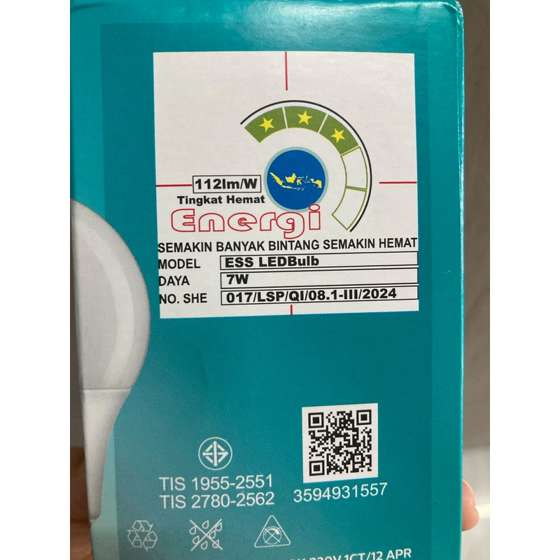Đèn e27 phi líp 7W 3000K 536862