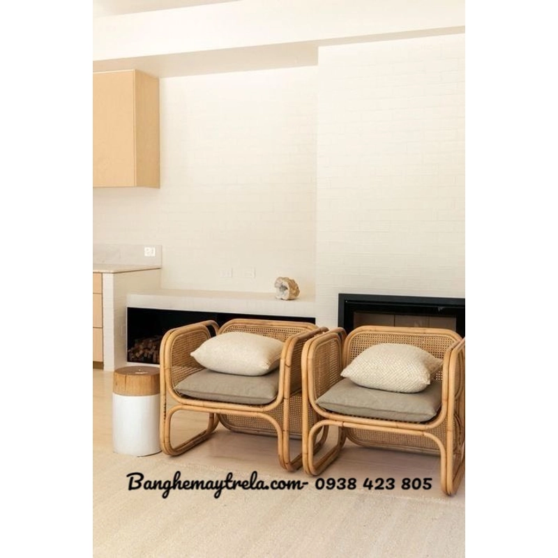 Ghế mây vuông kết hợp lưới mắt cáo 518233